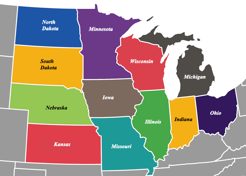 midwest states map